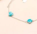 Load image into Gallery viewer, AAA Mohave Turquoise Heart Beads Bracelet, Blue Turquoise Heart Beads Bracelet, Gift For Her, 925 Silver Bracelet/Anklets, Fancy Jewelry