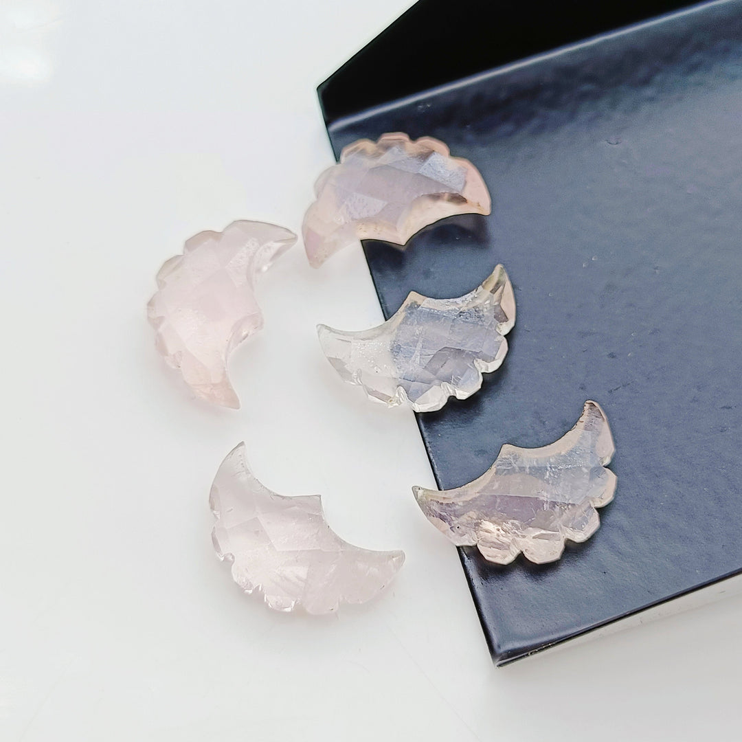 2,3,4,5,6 Pcs Natural Rose quartz  faceted eagle Shape gemstone, Faceted Hand Carved eagle gemstone, fancy Shape Gemstone,16X10 mm