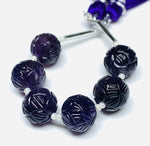 Load image into Gallery viewer, 1,2,3,4 pcs 100% Natural amethyst Carved Melon Shape Carving, Melon Shape Gemstone, Gemstone For Jewellery, 10 mm
