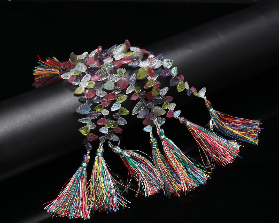 AAA+ Multi Gemstone Leaf Shape Beads, Hand Craved Leaf Shape Beads for Jewelry Making, Natural Gemstone Carvings, 4" Strand, 7-13 MM