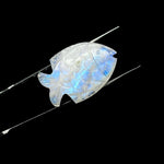 Load image into Gallery viewer, Carved Rainbow Moonstone Fish: Handmade Gemstone Briolette (22x33mm