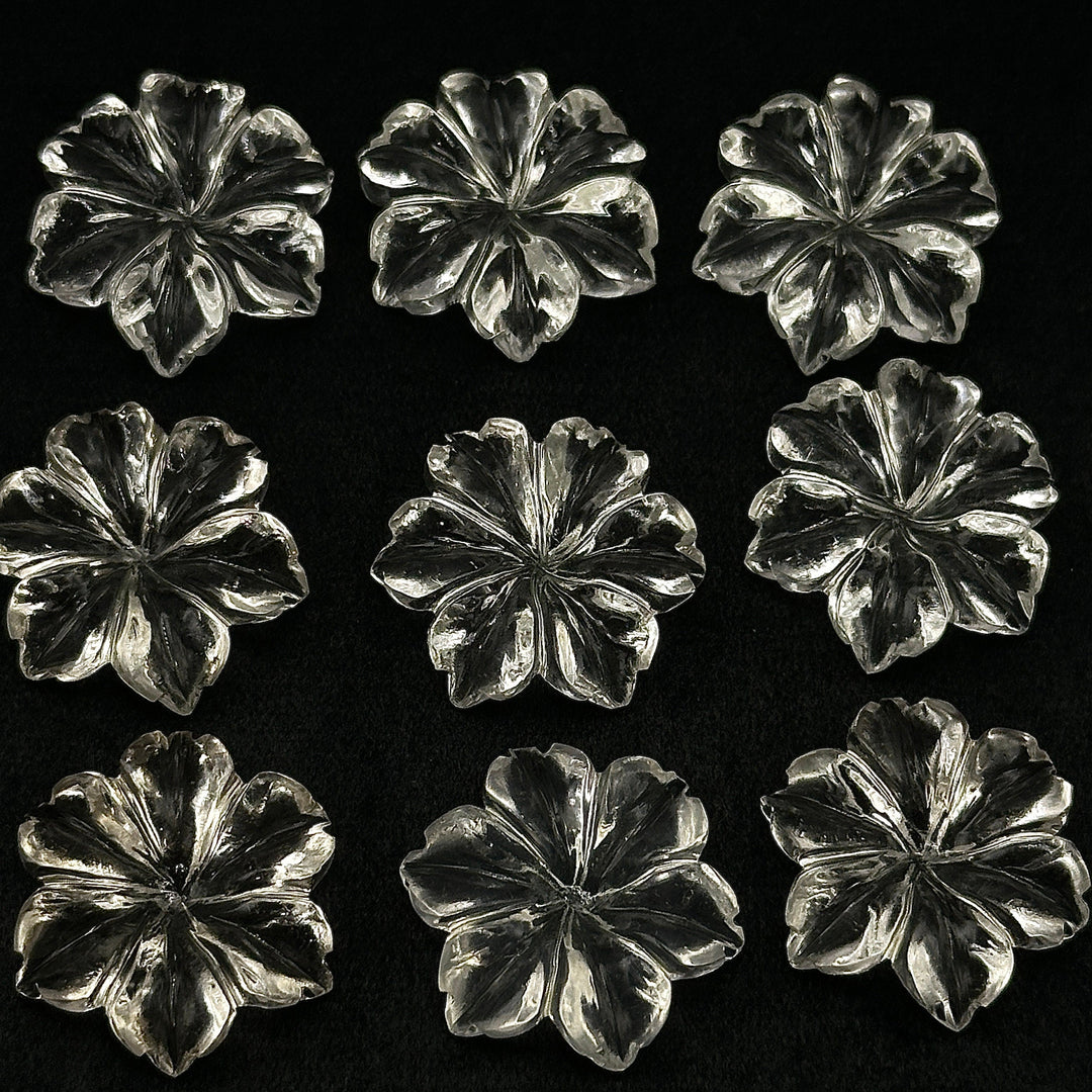 Beautiful Natural Crystal Quartz Carved Flower, Hand Carved Flower Shape Gemstone, 18 mm Naturally Carved Flower for Jewelry, Carved Crystal