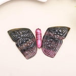 Load image into Gallery viewer, Carved Tourmaline Butterfly Cabochon: AAA Pink &amp; Green Gemstone, 44mm