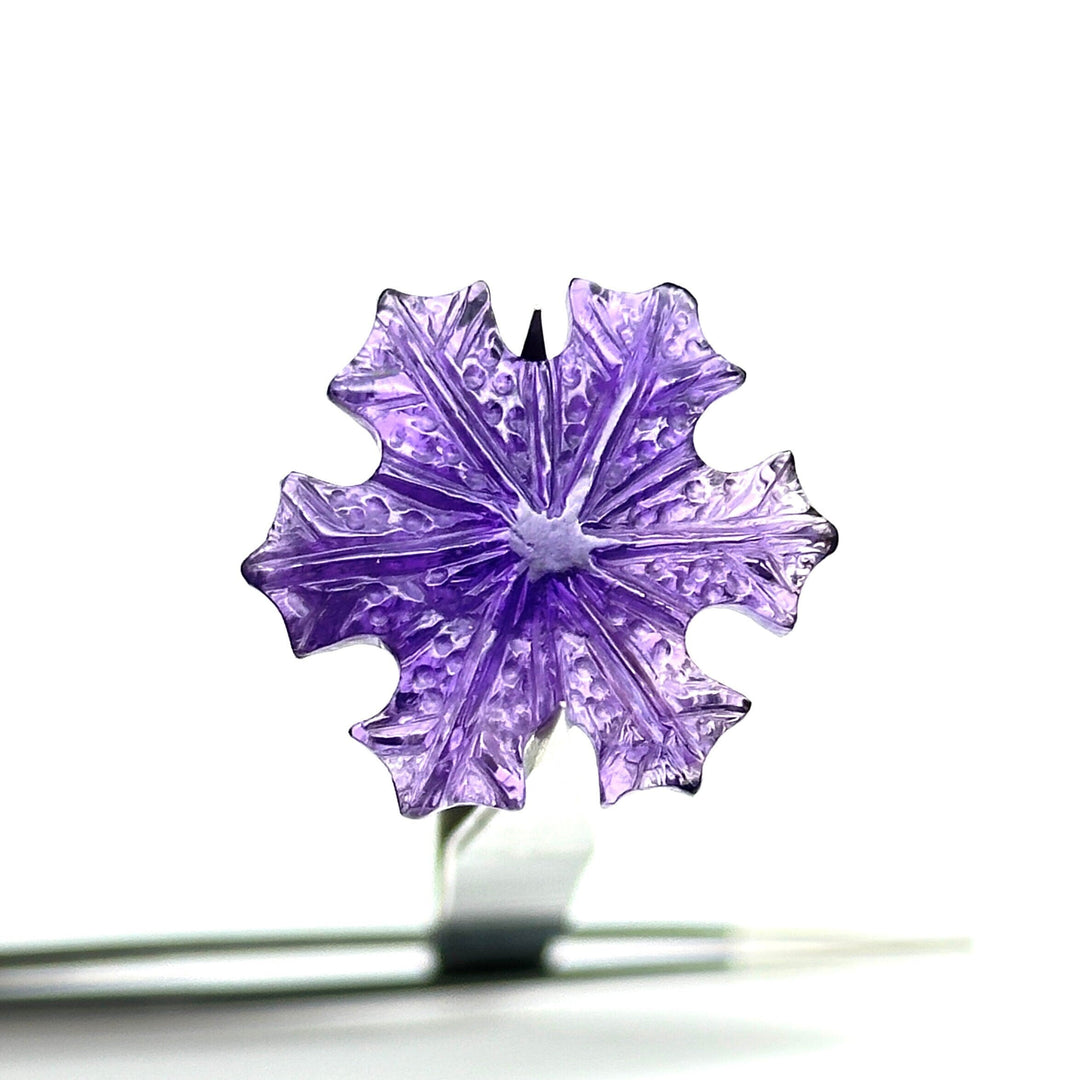 Dazzling Amethyst Snowflakes, 1 pc Natural Amethyst Snowflake Crystals, 27 MM Handmade Snowflake Carvings, Hand Carved Gemstone For Jewelry
