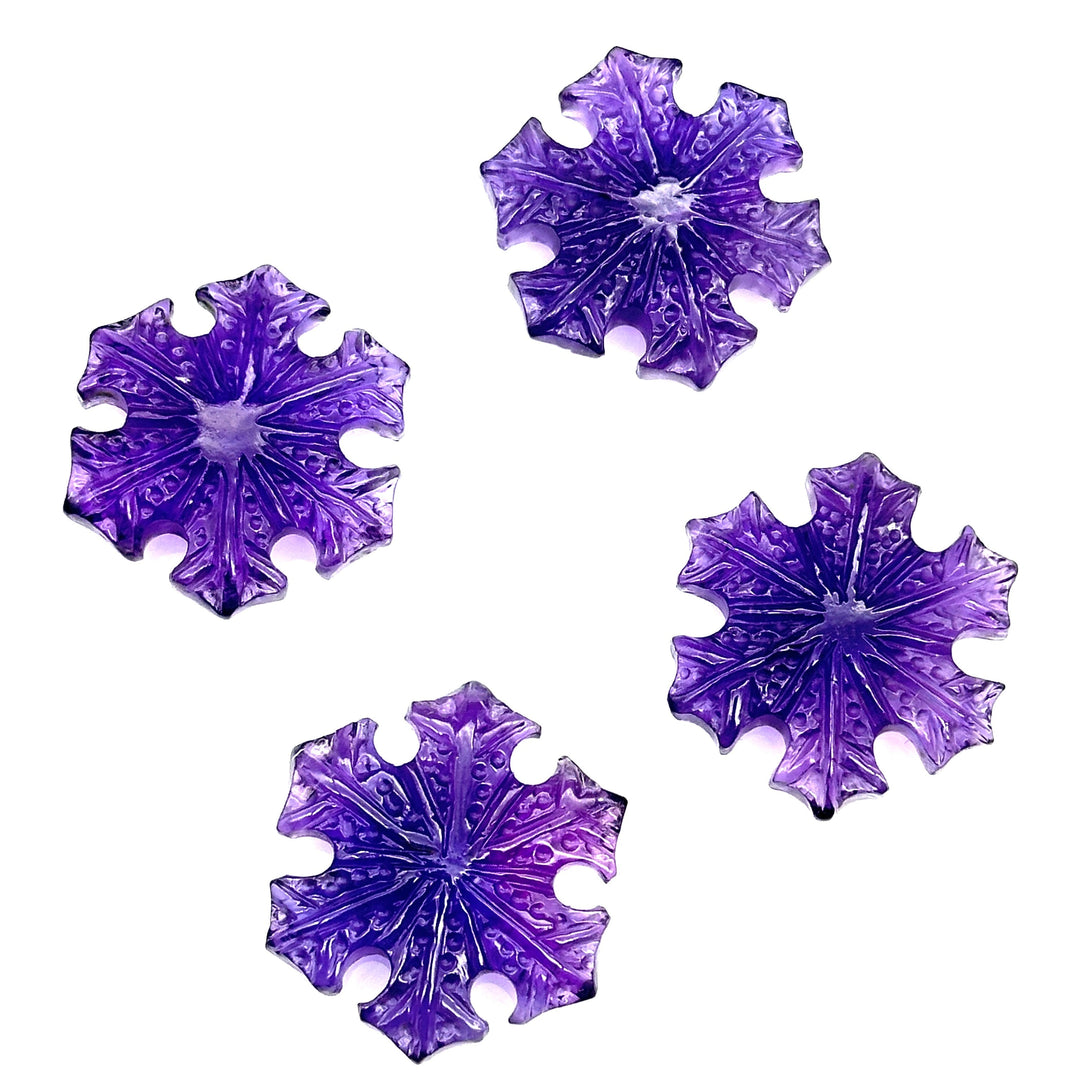 Dazzling Amethyst Snowflakes, 1 pc Natural Amethyst Snowflake Crystals, 27 MM Handmade Snowflake Carvings, Hand Carved Gemstone For Jewelry