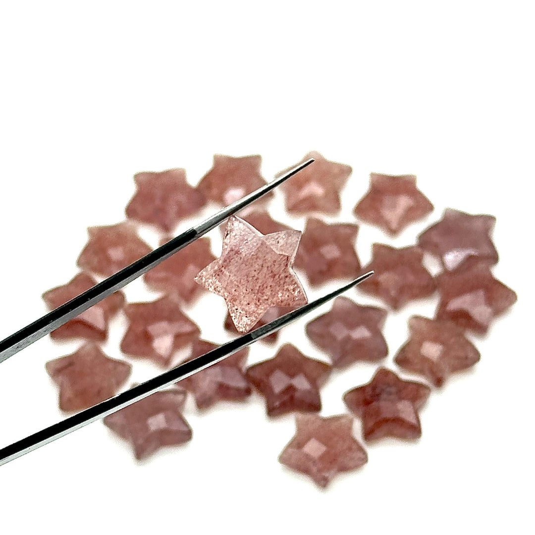 Natural Pink Strawberry Star Shape Briolettes, Strawberry Quartz Star Beads, Hand Carved Star for DIY Crafts, Shiny Star for Jewelry, 15 MM