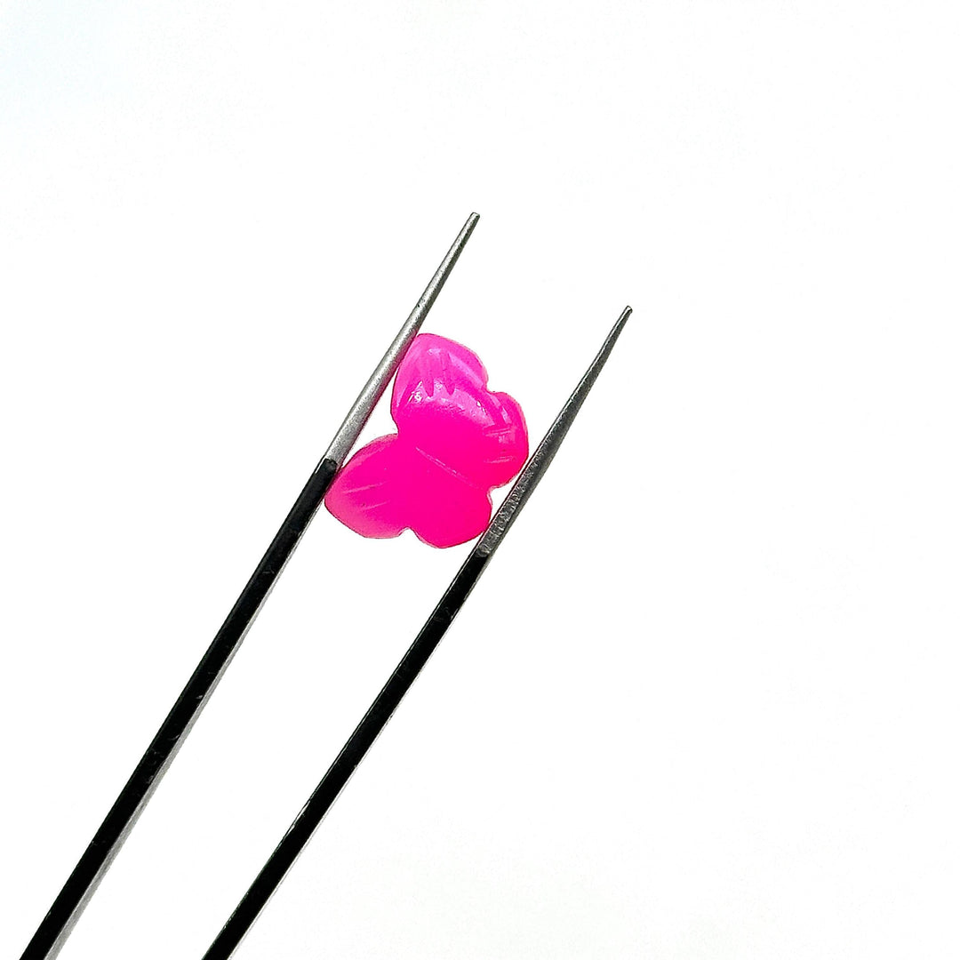 Dazzling Hot Pink Chalcedony Butterfly Shape Beads, Hot Pink Hand Carved Butterfly Briolettes, Gemstone Charms for Jewelry Making, 13 MM