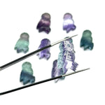 Load image into Gallery viewer, Carved Multi Fluorite Owl Shape Gemstones, Hand Carved Owl Shape Gemstone, Natural Fluorite Owl Shape Charms, 20 MM Bird Charm Carvings