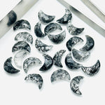 Load image into Gallery viewer, Natural Black Rutile Carved Moon Shape Beads, Hand Carved Moon Shape Gemstone Beads For Jewelry, Moon Shape Briolette's, Moon Charms 12 MM