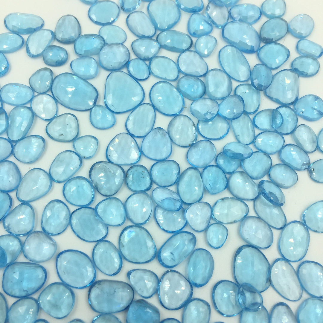 5,10 pcs AAA+ Quality Sky Blue Topaz freeform Rosecut, faceted rosecut, gemstone for jewellery, jewellery making rosecut 7X8 12X11 mm