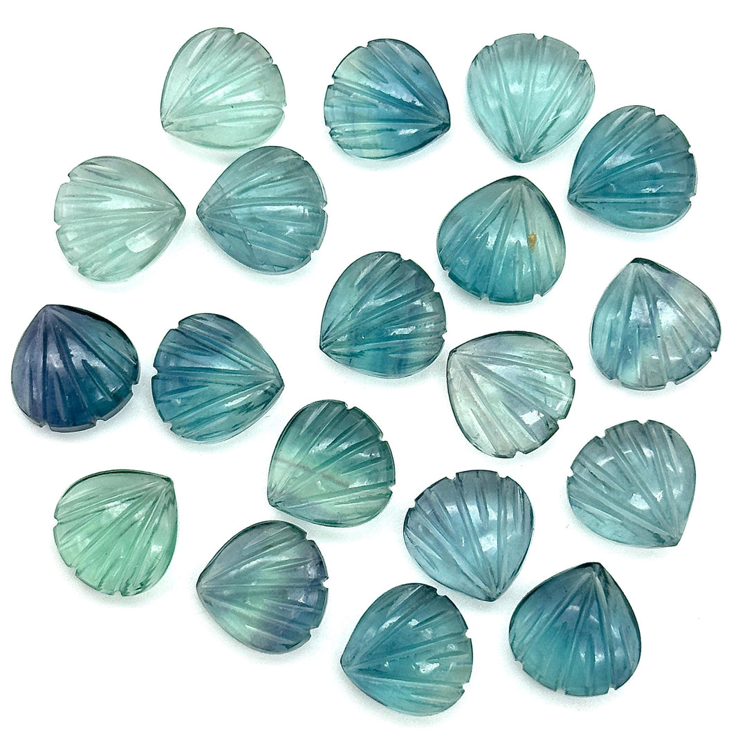 Natural Green Fluorite Seashell Shape Beads, AAA Fluorite Shell Briolette's, Shell Carving Gemstones For Jewelry 12 mm, Shell Charms Beads