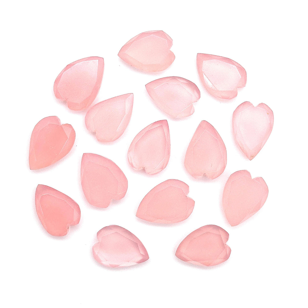 AAA Pink Chalcedony Elongated Heart Shape Beads, Faceted Heart Shape Gemstone, Pink Loose Heart Crystals Beads for Jewelry Making, 13 MM
