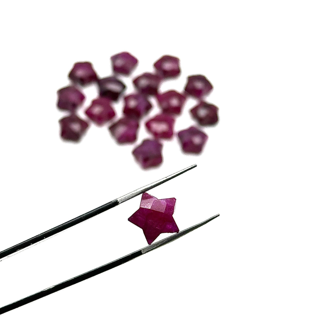 Red Ruby Hand Carved Star Shape Beads, AAA Red Ruby Faceted Star Briolettes, Loose Star Charm Beads, Colored Ruby Dyed Red Beads, 10 MM