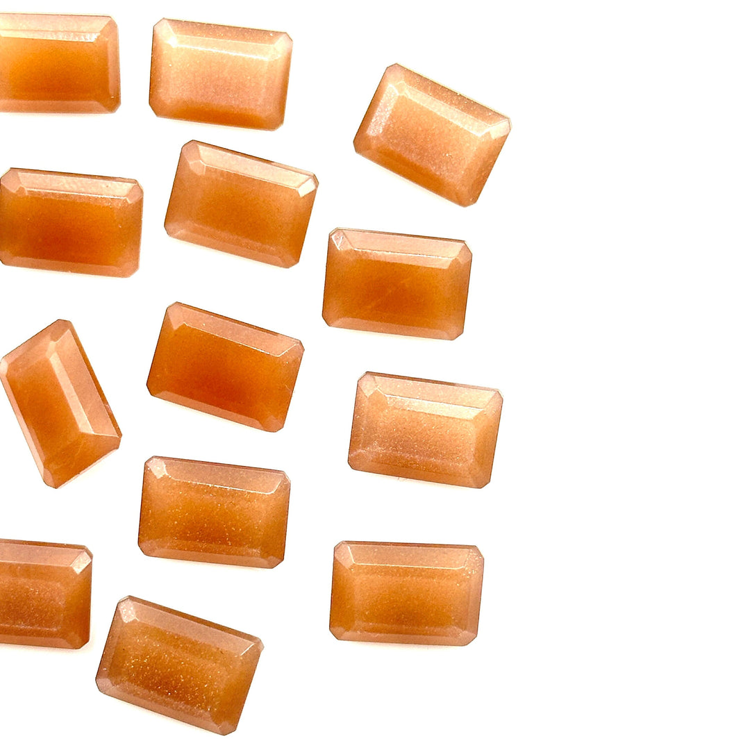 Natural Peach Moonstone Octagon Shape Gemstone, 10X14 MM Peach Moonstone Faceted Cushions, Fancy Cut Gemstone Beads, Jewelry Making Gemstone