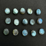Load image into Gallery viewer, 1,2,3,4,5 pcs Natural Labradorite Scarab Shape Gemstone Beads, Flashy Labradorite beetle Face Beads, Blue Fire Animal Carvings, 10X12 MM