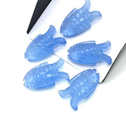 Pretty Blue Chalcedony Fish Carving, Hand Carved Fish Shape Gemstone, 17X26 MM, Feminine Energy Blue Fish Charm, Healing Crystal Fish Beads