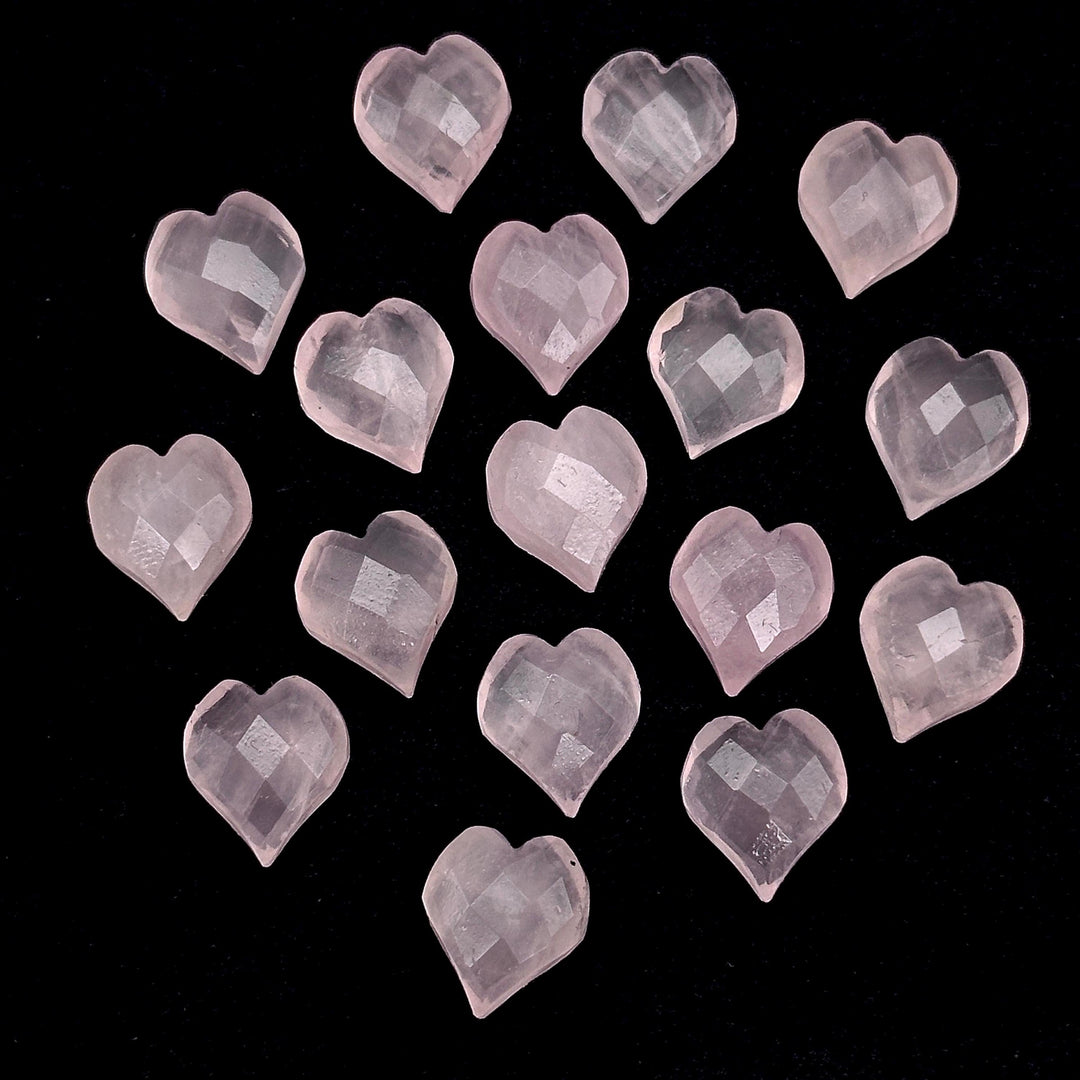 Natural Rose Quartz Heart Shape Beads, Pink Quartz Hand Carved Heart Charms for Jewelry Making, Faceted Heart Shape Briolette's, 13 MM