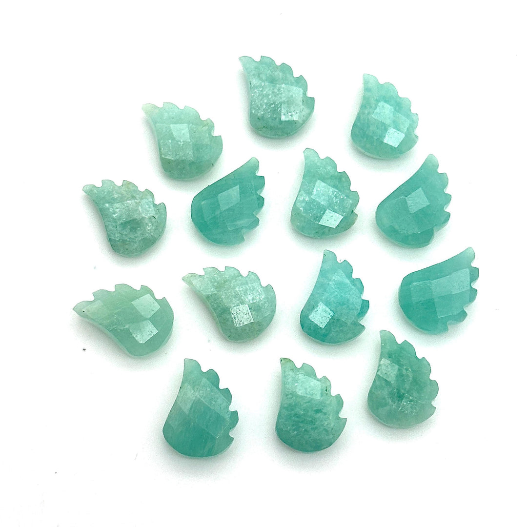 Natural Amazonite Leaf Shape Beads, Amazonite Leaf Shape Briolette's, Faceted Fancy Carvings for Jewelry, 11X15 MM, Wholesale Gemstone Beads