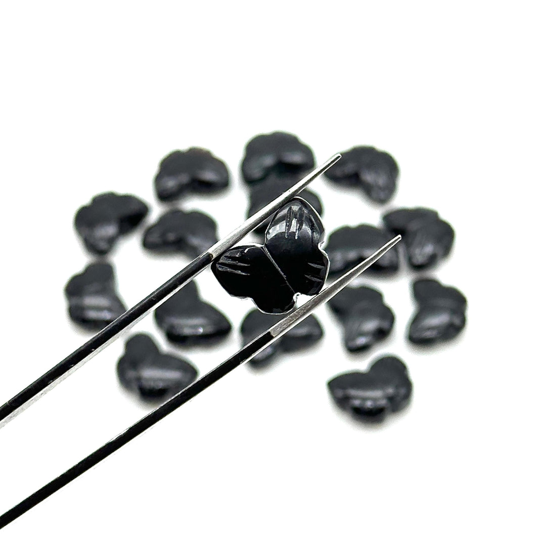 Natural Black Onyx Butterfly Shape Beads, AAA Black Onyx Hand Carved Butterfly Briolettes, Gemstone Carvings, 13 MM Mini Butterfly Charms