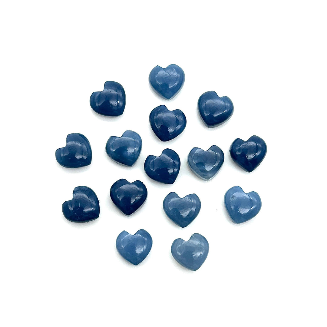 Blue Opal Heart Beads: Carved Gemstone Charms, 8mm