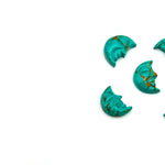 Load image into Gallery viewer, Hand Carved Copper Turquoise Moon Face Charm: Green Gemstone (18X13 MM)