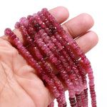 Load image into Gallery viewer, Genuine Pink Tourmaline Faceted Rondelle Beads, 15 Inches Shaded Pink Tourmaline Beads Strand, Jewelry Making Loose Beads