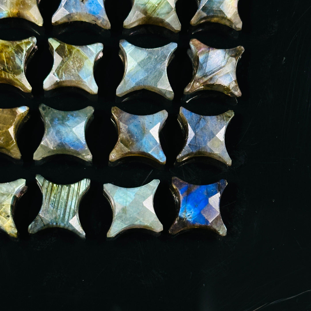 Flashy Labradorite Ninja Star Shape Carving Beads, Fancy Star Shape Gemstone Beads, 11X15 MM Jewelry Making Star Shape Briolettes Beads