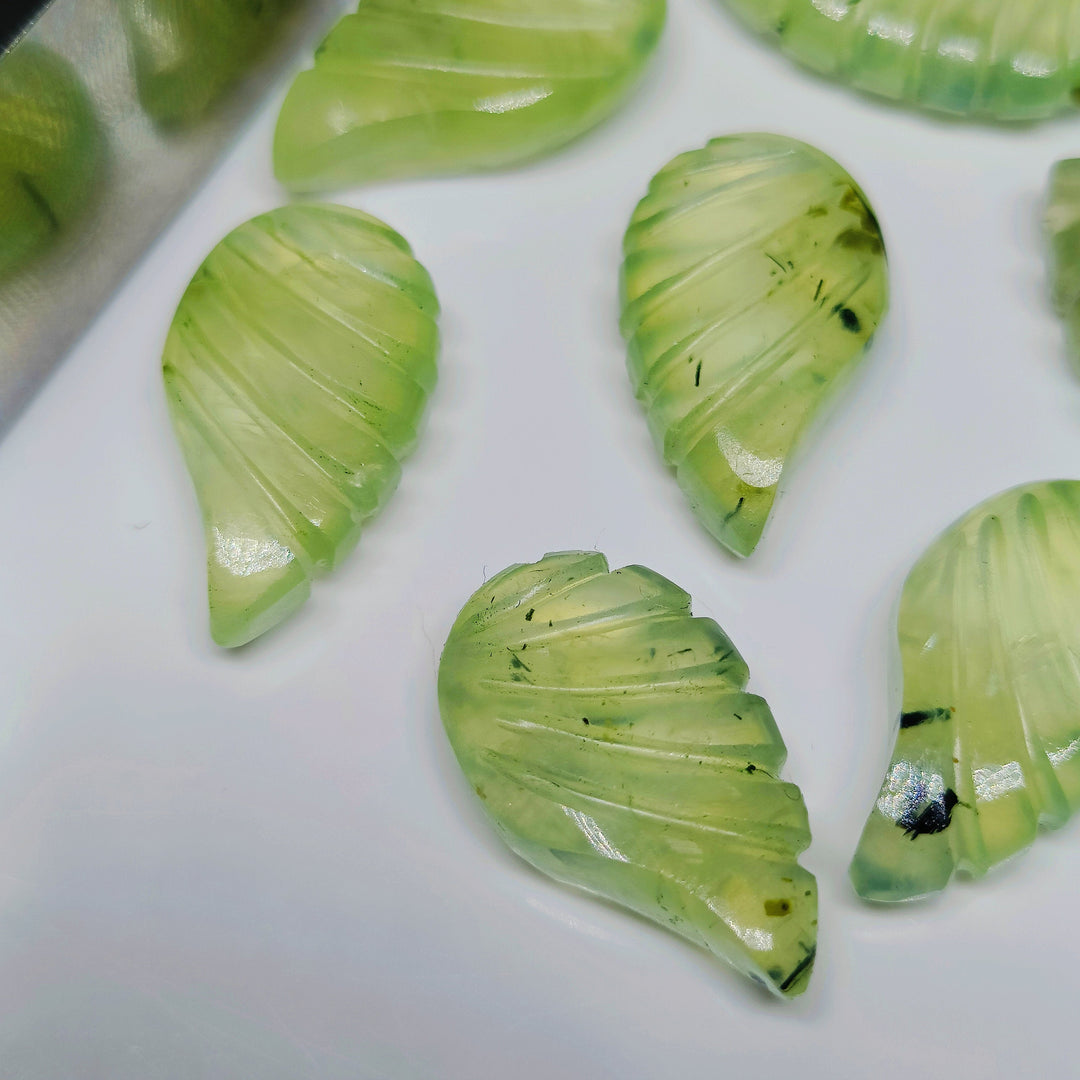 Hand Carved Prehnite Gemstone: Fancy Jewelry Making (18X10 mm)