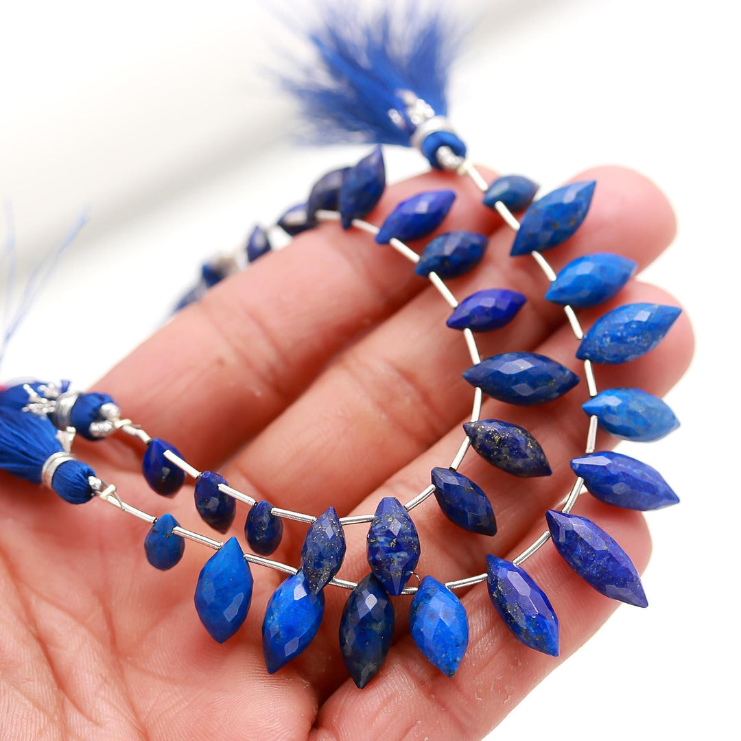 Natural Lapis Lazuli Faceted Pencil Shape Beads, Blue Lapis Pencil Shape Side Drill Beads, Pencil Shape Carving for Jewelry 4 Inch, 11-13 MM