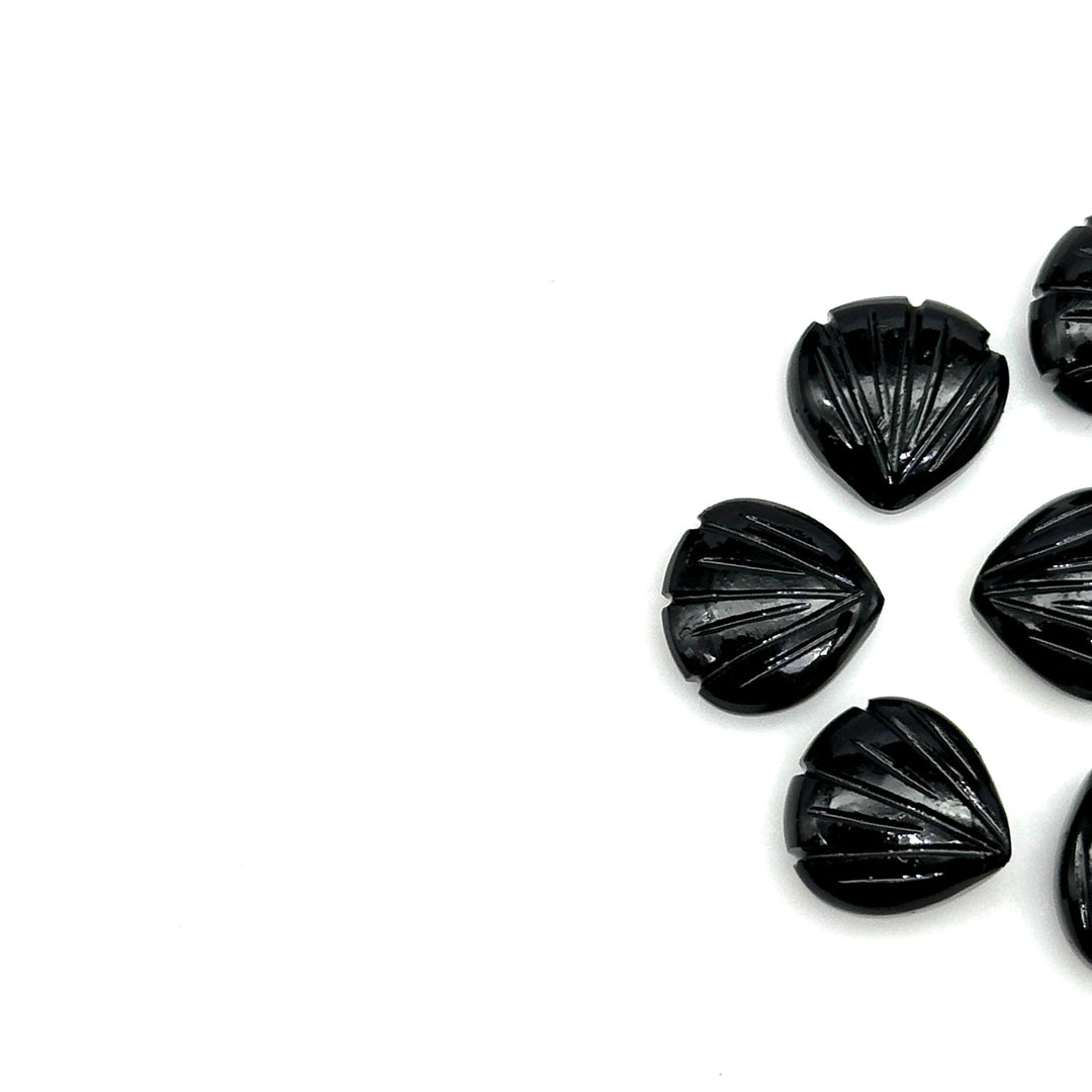 Natural Black Onyx Carved Shell Shape Beads, 12 MM Shell Beads, Carved Gemstone, Seashell Charm Gemstone, Hand Carved Beads, Onyx Charms