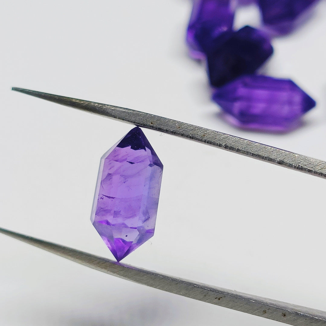 Natural Amethyst Faceted Pencil Shape Gemstone, AAA Amethyst Loose Gemstone Beads, Double Point Pencil Shape Charm Beads, 10 MM