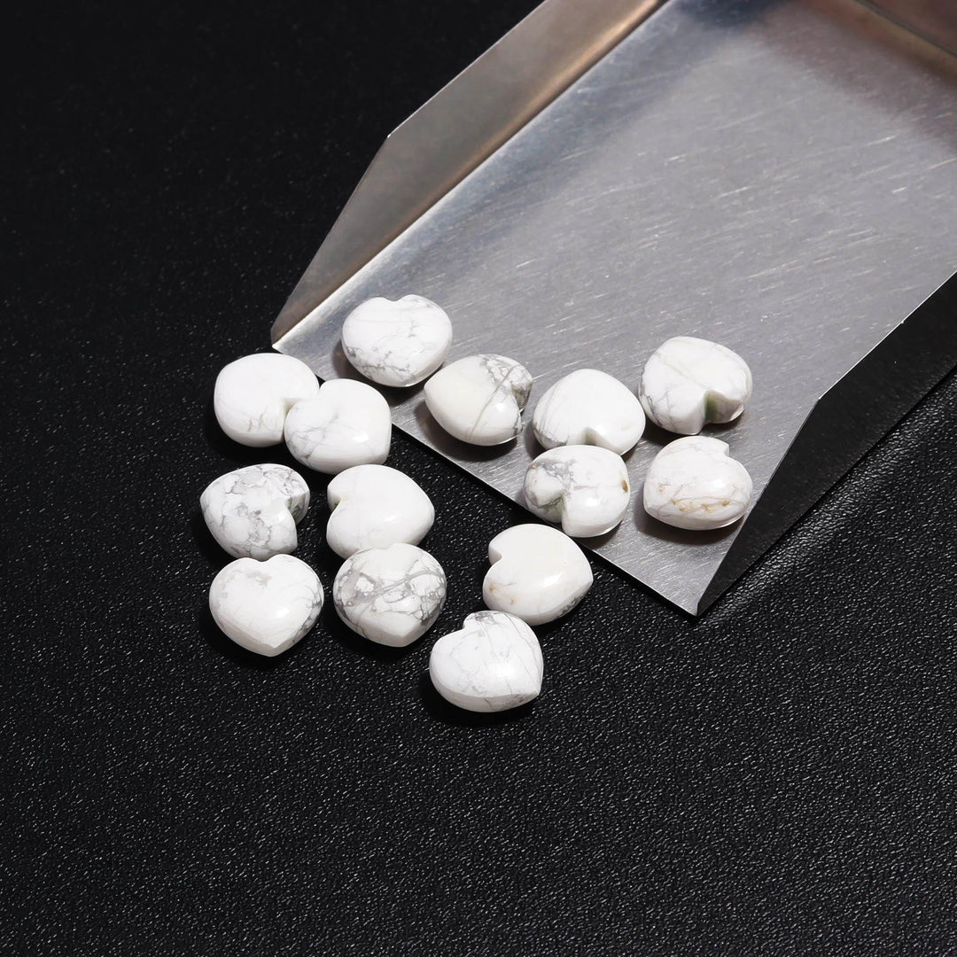 AAA Howlite Smooth Heart Shape Beads, White Howlite Jewelry Making Loose Heart Beads, Wholesale Beads, 12 MM