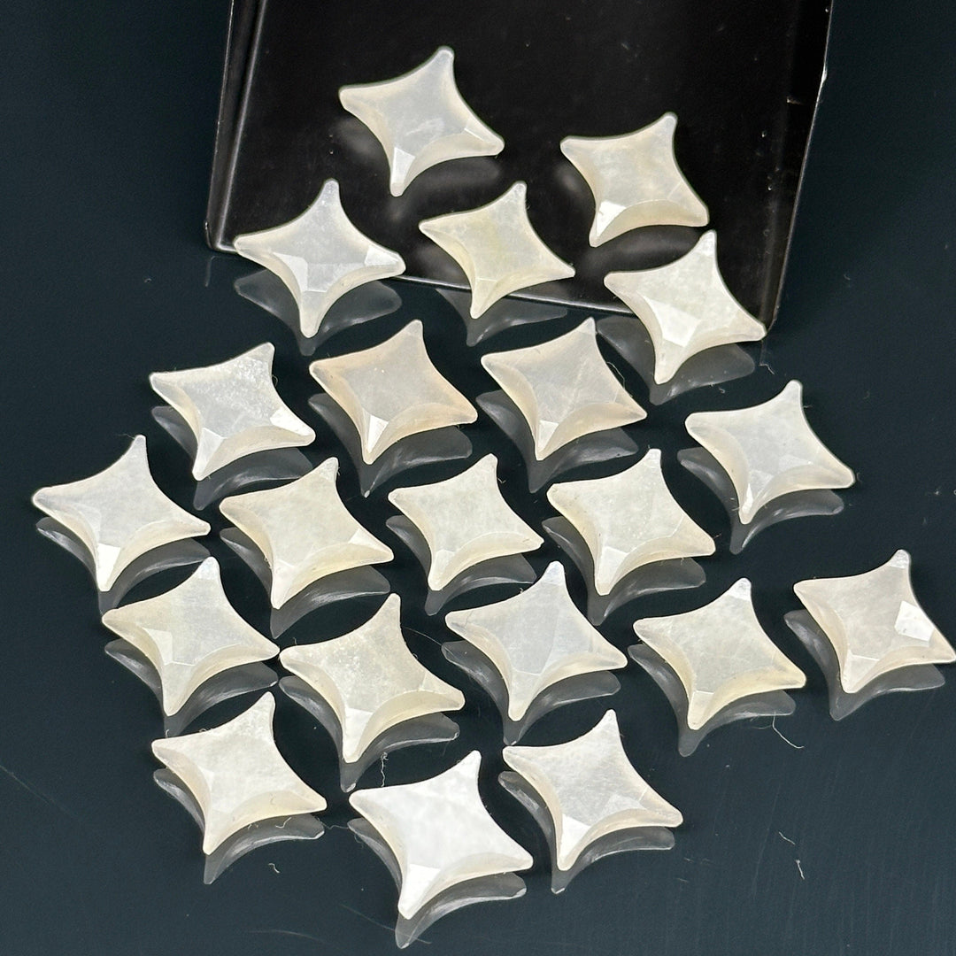 White Moonstone Ninja Star Shape Carving Beads, Ninja Star Shape Gemstone Beads, 11X15 MM Jewelry Making Moonstone Star Shape Briolettes