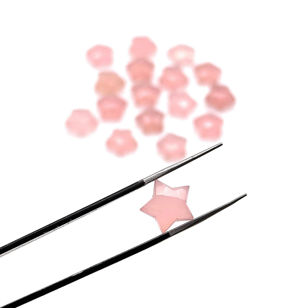 Amazing Pink Chalcedony Star Shape Briolettes, Pink Faceted Hand Carved Star Beads, Star Shape Gemstone Charms, 10 MM Loose Star Beads