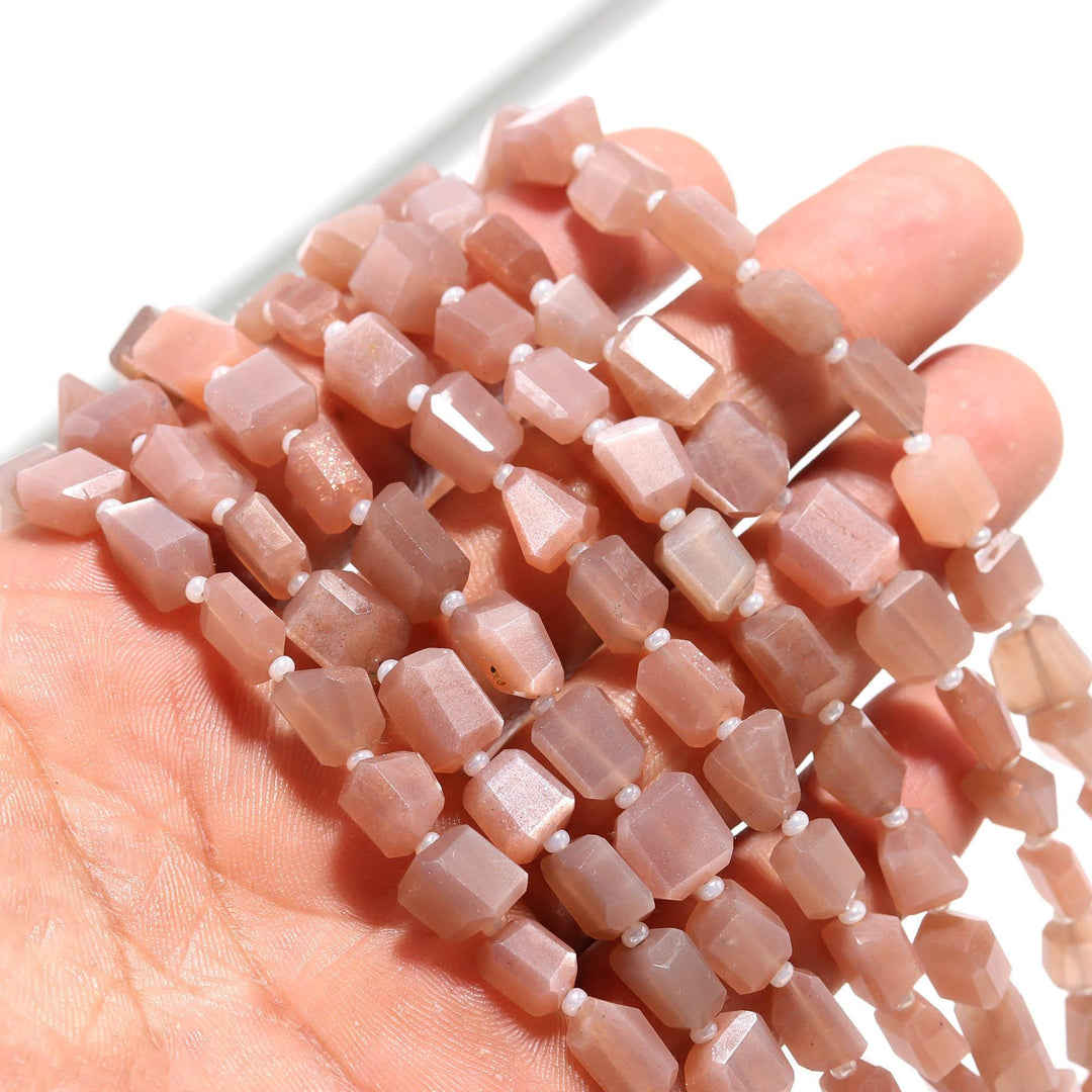 Chocolate Moonstone Faceted Tumble Gemstone Beads ~ 5X7-6X8MM AAA Moonstone Nuggets Shape Beads ~ 8" Strand Jewelry Making Beads
