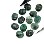 Load image into Gallery viewer, AAA Emerald Scarab Shape Briolettes, Natural Emerald Sracab Carving Beads, Beetle Shape Hand Carved Stones, 12X10 MM Insect Beads