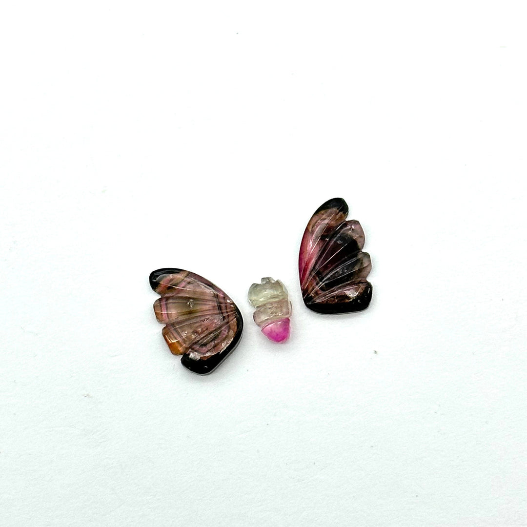 natural tourmaline Butterfly Shape Carving, Hand carved tourmaline Butterfly loose carving, carved butterfly  jewelry Making 22x11mm.