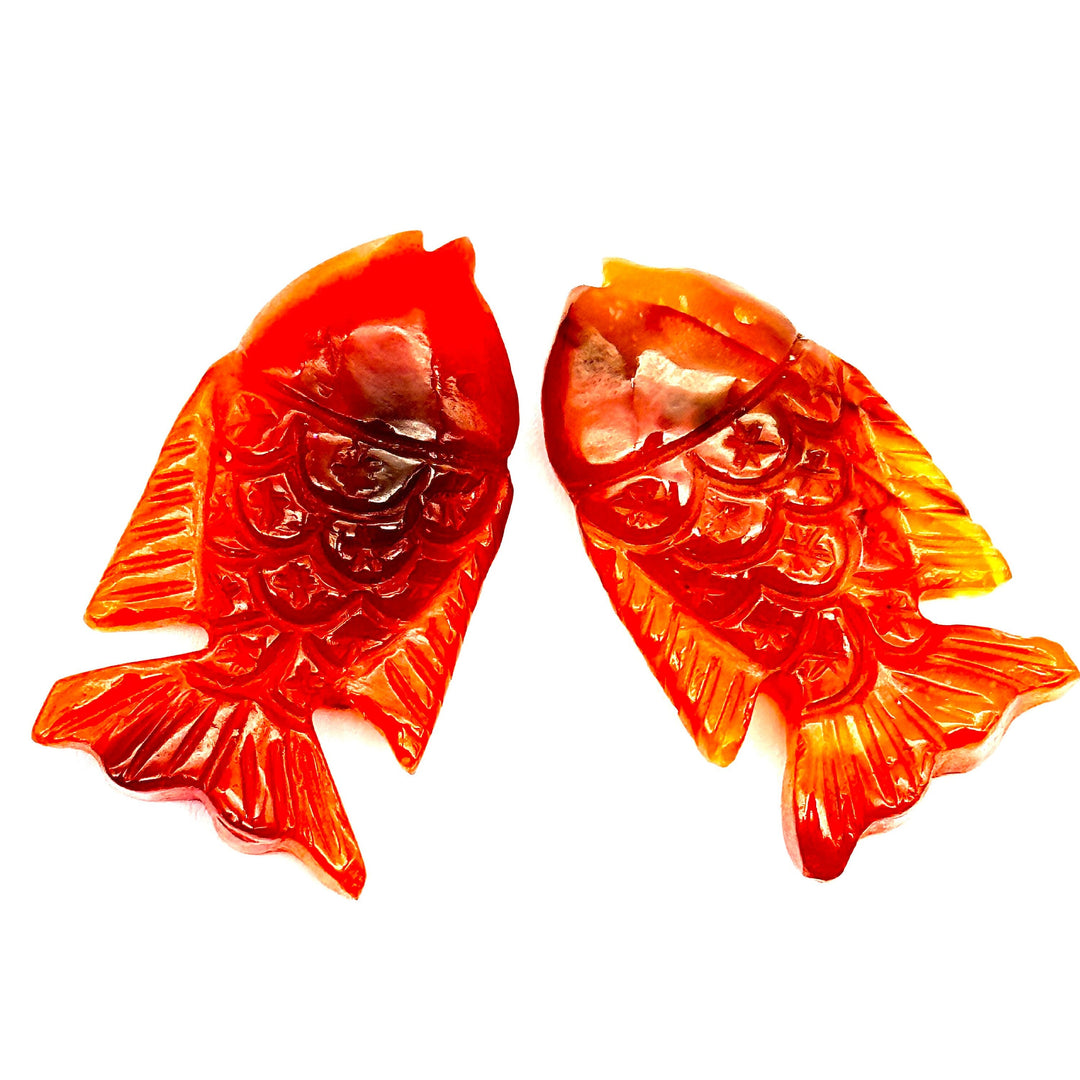 Beautiful Natural Carnelian Hand Carved Fish ~ Fish Shape Carving Orange Gemstone ~ Carving Briolette's For Jewelry ~ 1 Piece 26X17mm approx