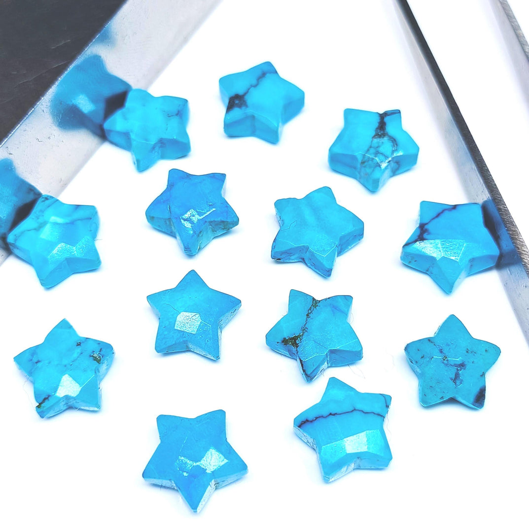 Blue Turquoise Star Shape Beads, Hand Carved Faceted Star Shape Briolettes, Star Shape Gemstone Charms, 10 MM Turquoise Star for Jewelry