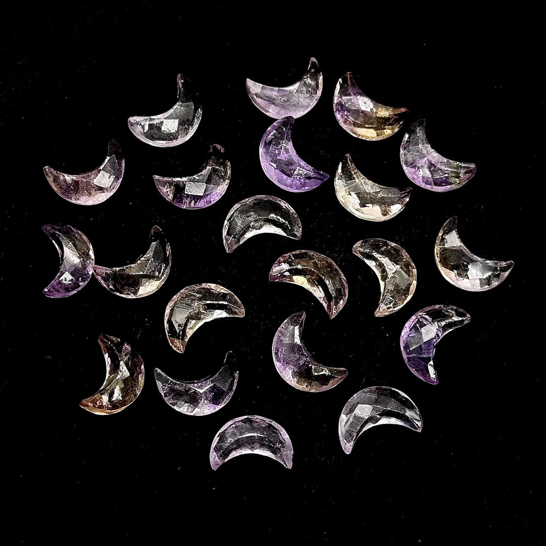 AAA Ametrine Carved Moon Shape Briolette's, Natural Ametrine Moon Shape Gemstone Beads, Ametrine Faceted Hand Carved Moon Shape Charms, 12MM
