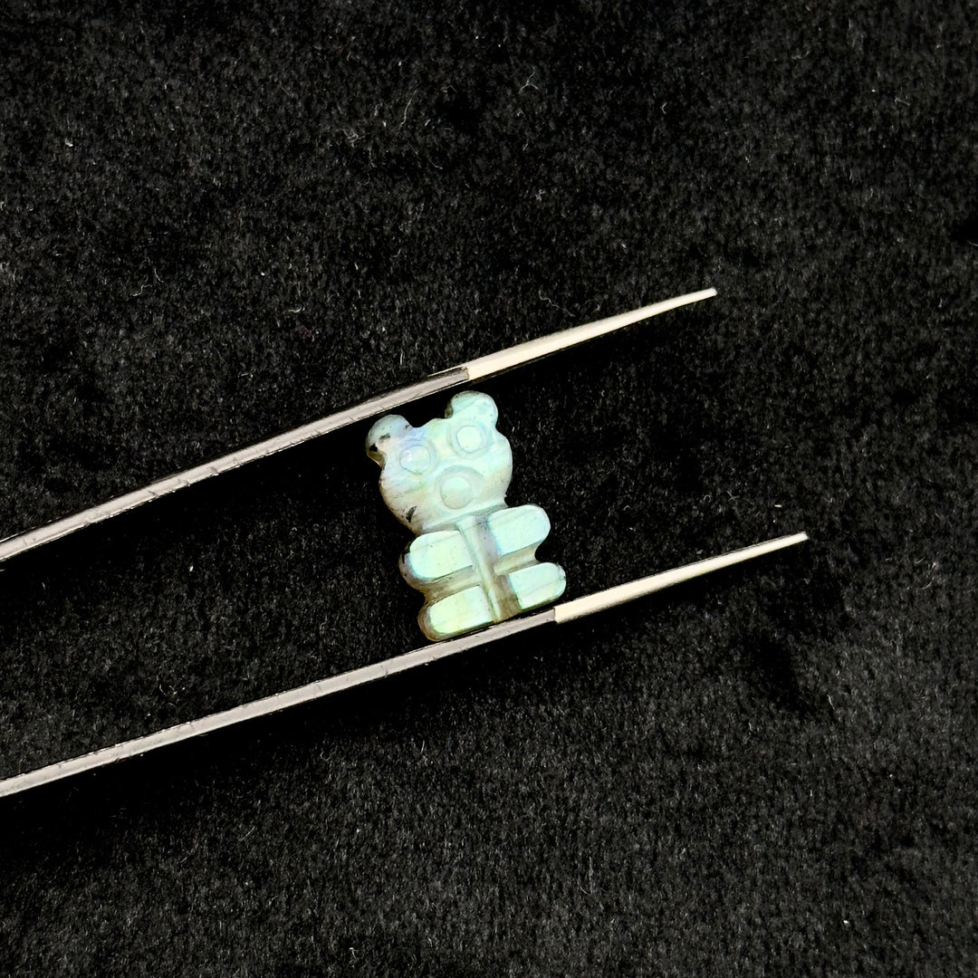 Beautiful Tiny Labradorite Teddy Bear Gemstone, 10X15 MM Carving Gummy Bear Beads For Jewelry, Natural Labradorite Teddy Bear Charms