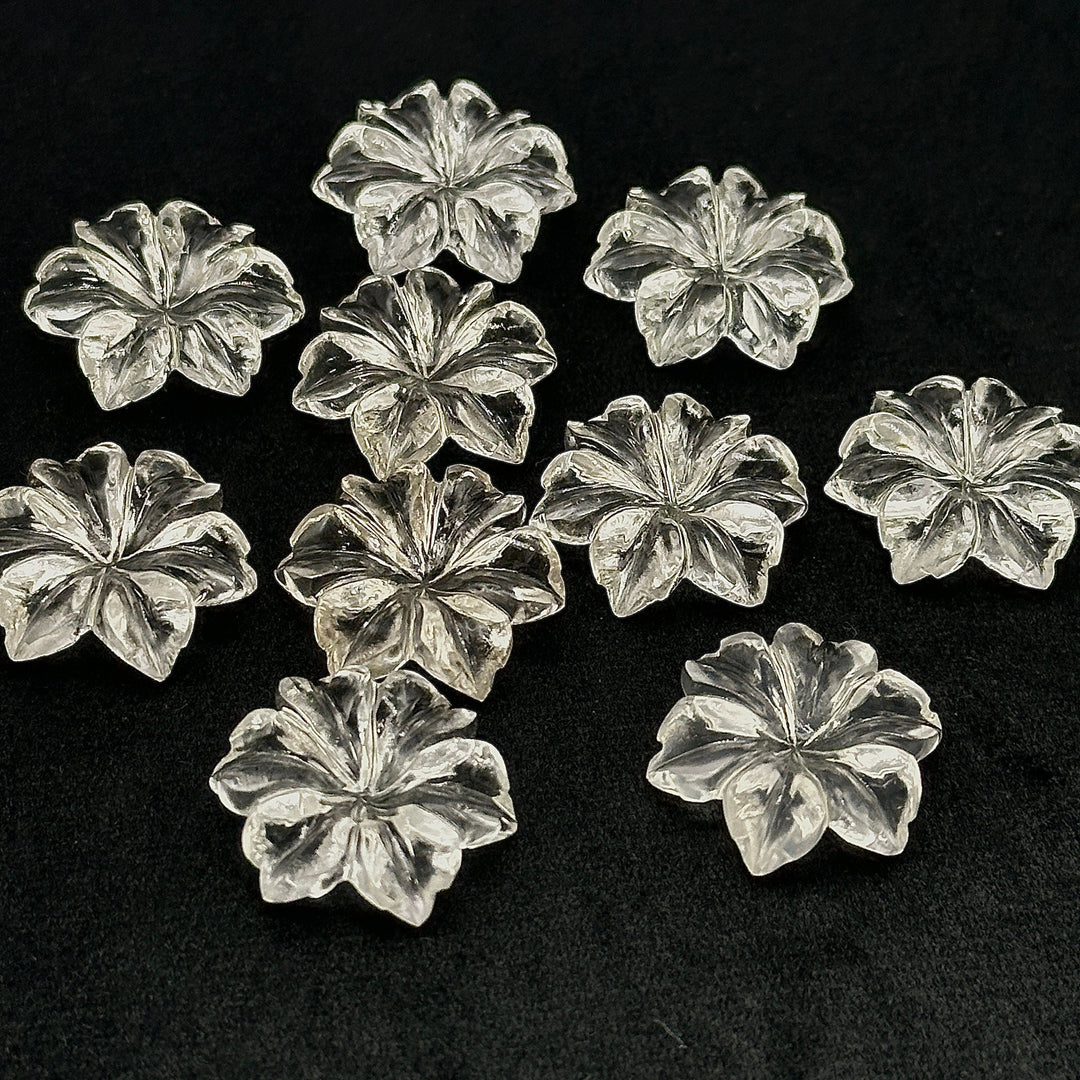 Beautiful Natural Crystal Quartz Carved Flower, Hand Carved Flower Shape Gemstone, 18 mm Naturally Carved Flower for Jewelry, Carved Crystal