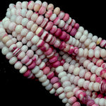 Load image into Gallery viewer, White &amp; Pink Opal Smooth Rondelle Beads, Shaded Opal Beads for Jewelry Making, Wholesale Loose Opal Beads, 8 MM Pastel Opal for Craft Making