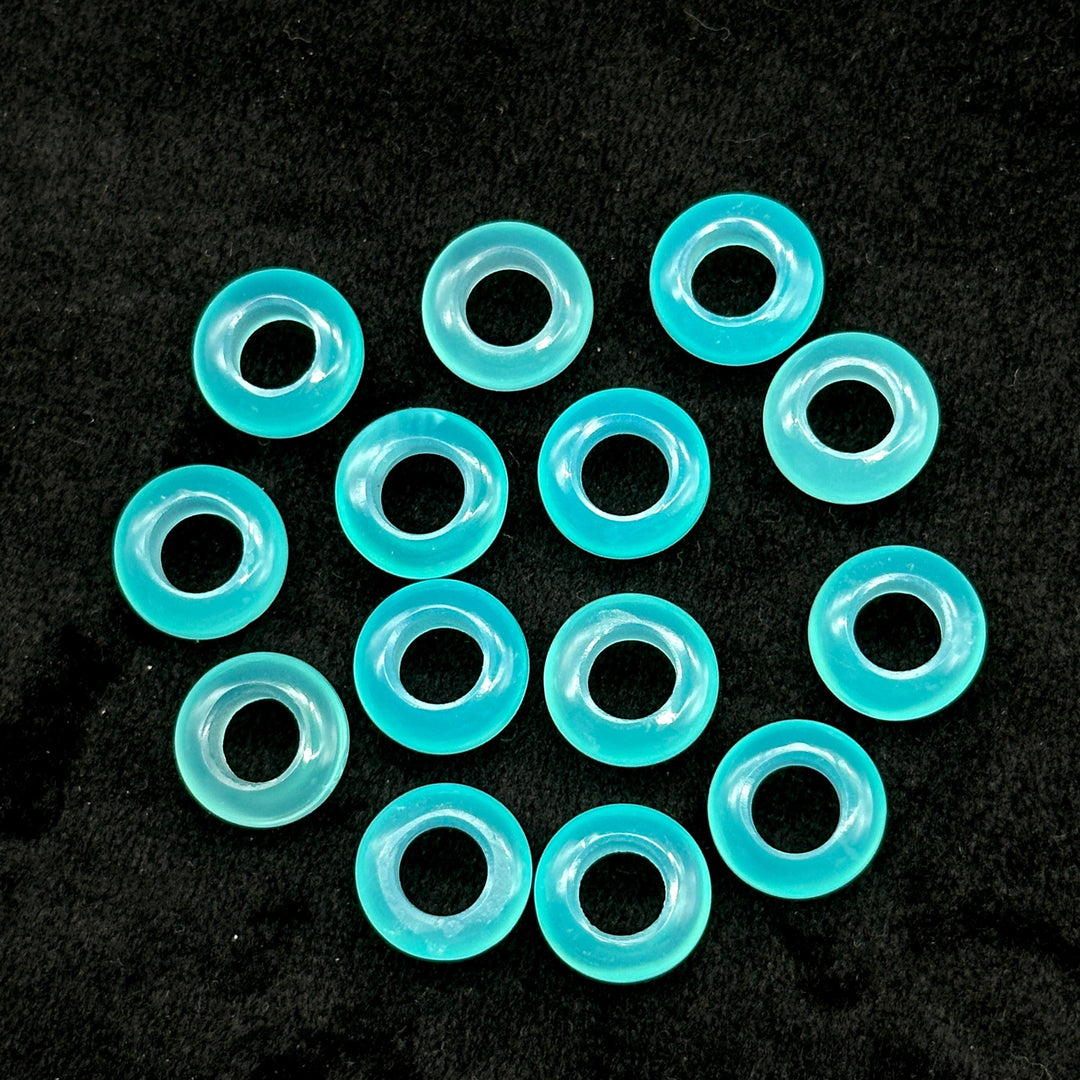 Aqua Chalcedony Donut Shape Gemstones, Aqua Chalcedony Donut Carving, Healing Gemstone Beads, 12 mm Smooth Donut Beads, Gemstone Rings