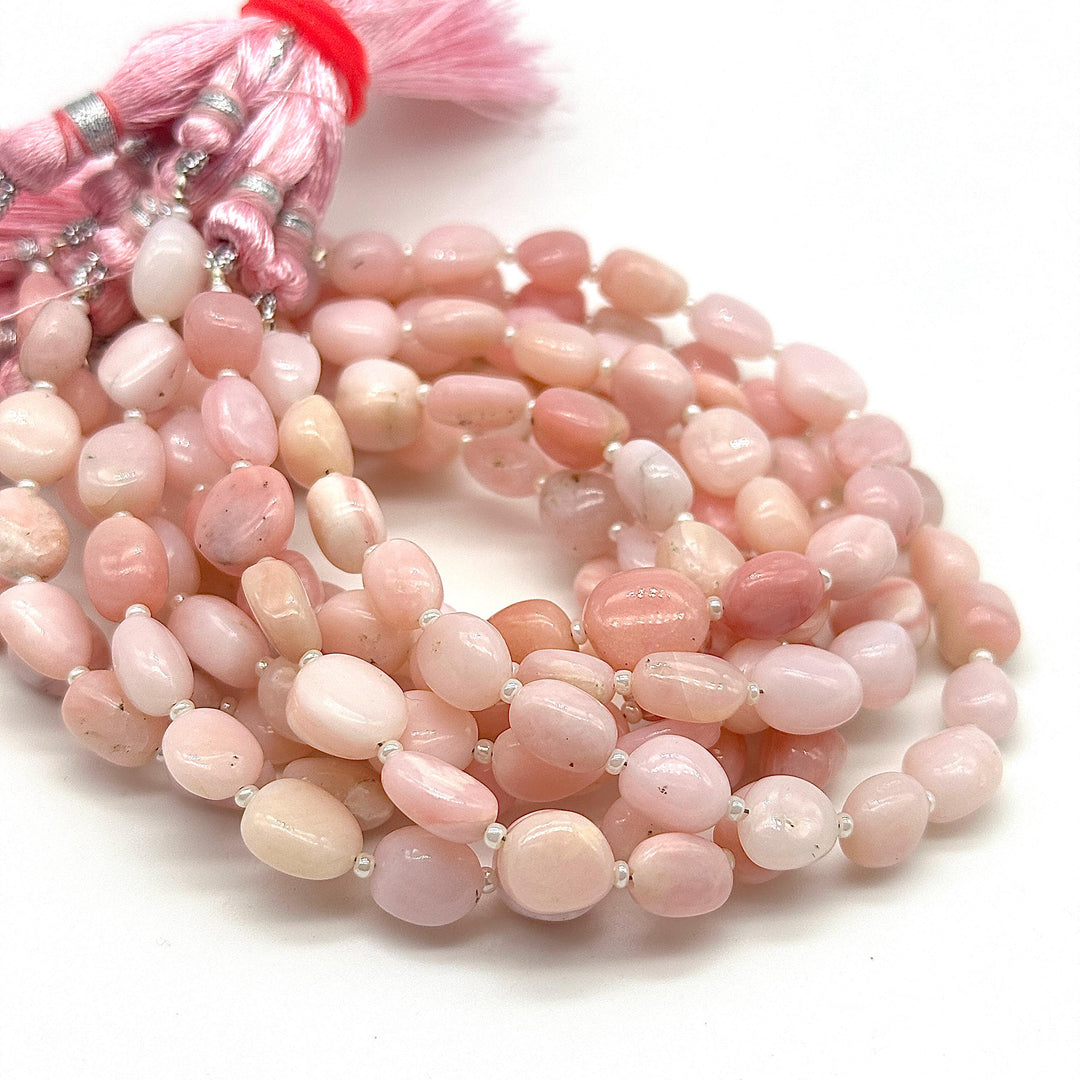 AAA Pink Opal Tumble Shape Gemstone Beads, Pink Opal Plain Nuggets Shape Beads, 8" Fancy Wholesale Jewelry Beads, 7-8 MM