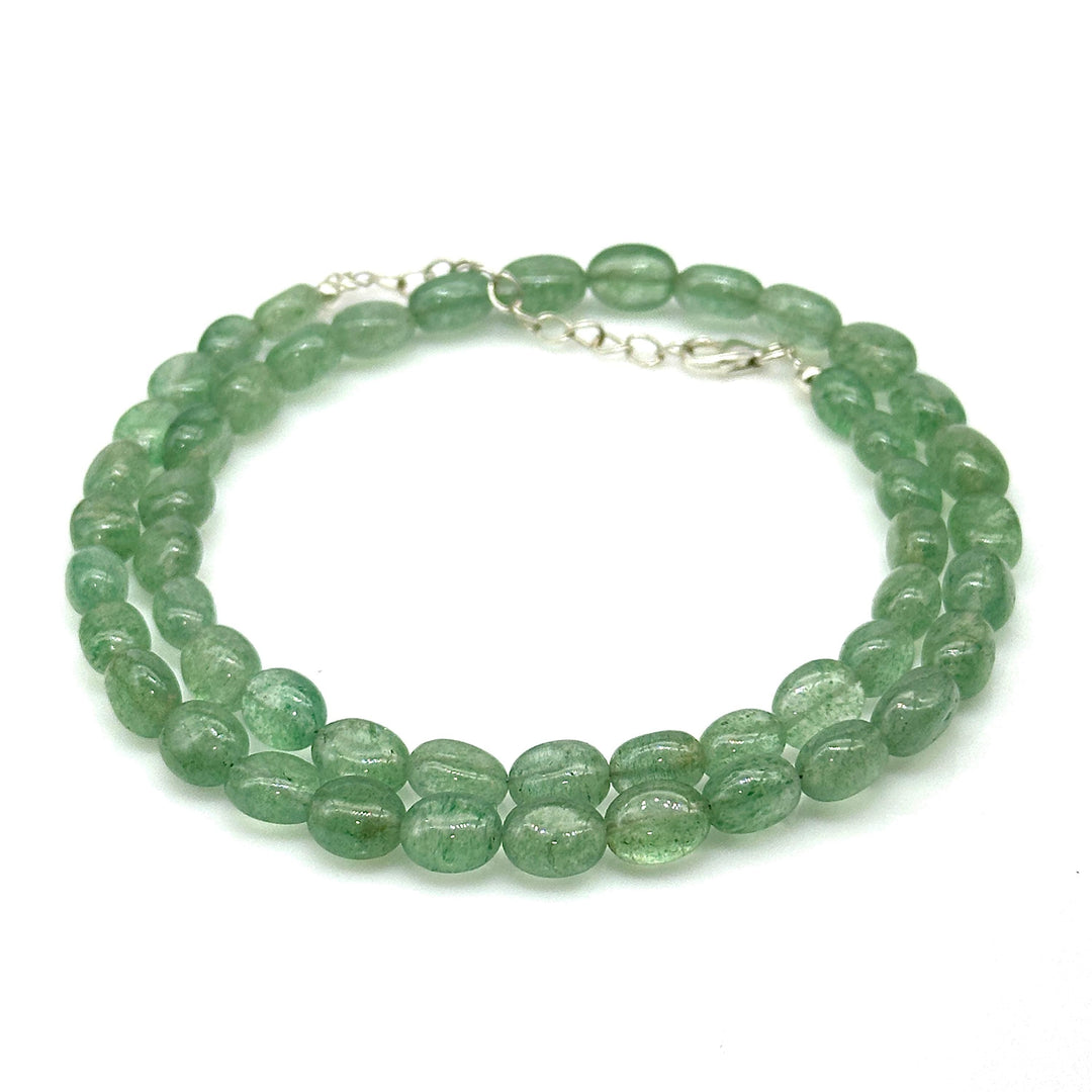 Natural Green Strawberry Necklace, Strawberry Gemstone Beaded Necklace, 925 Sterling Silver Handmade Jewelry, Healing Necklace, Gift for her