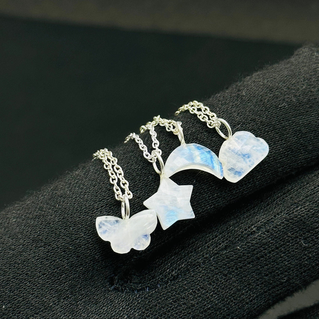 Blue Flashy Rainbow Moonstone Gemstone Necklace, Fancy Fire Gemstone Choker For Girls, Handmade Silver Necklace, Moonstone Jewelry For Gifts