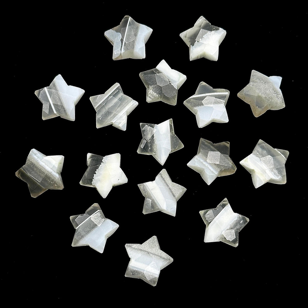 White Lace Agate Faceted Star Shape Beads, Natural White Lace Agate Star Shape Briolettes, Loose Star Gemstone Charms for Jewelry, 10 MM