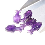 Load image into Gallery viewer, Genuine Amethyst Dolphin Shape Carvings, Purple Amethyst Fish Shape Beads, Jewelry Making Fish Charms, 28 MM