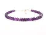 Load image into Gallery viewer, Natural Amethyst Beaded Bracelet, Purple Amethyst Beads Bracelet, February Birthstone Gift For Her, 4 MM, 925 Silver Bracelet For Her
